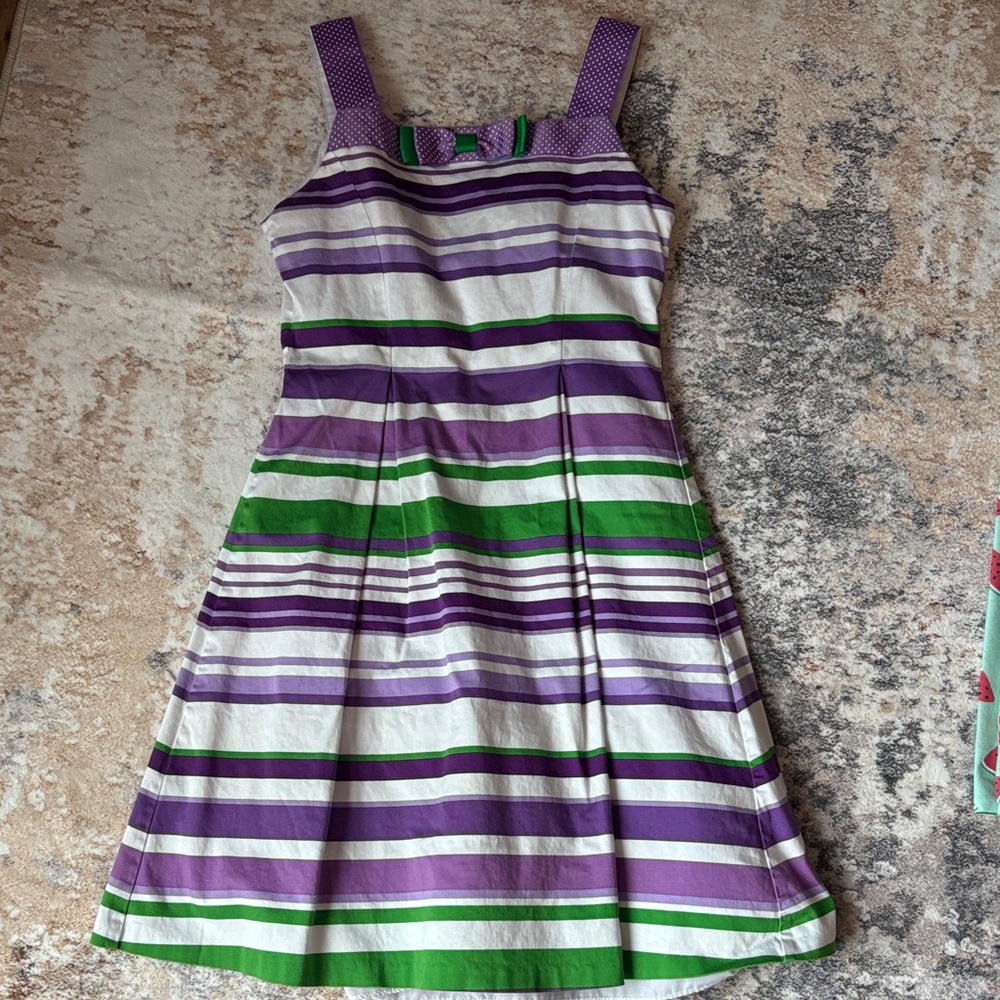 Rare Editions Purple and Green Striped Dress